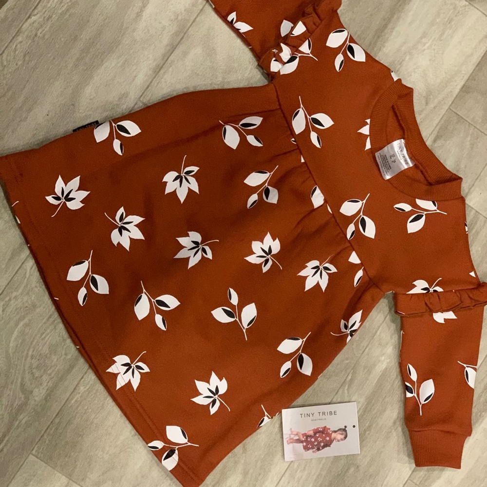 Toddler tiny tribe fall leaf long sleeve dress
